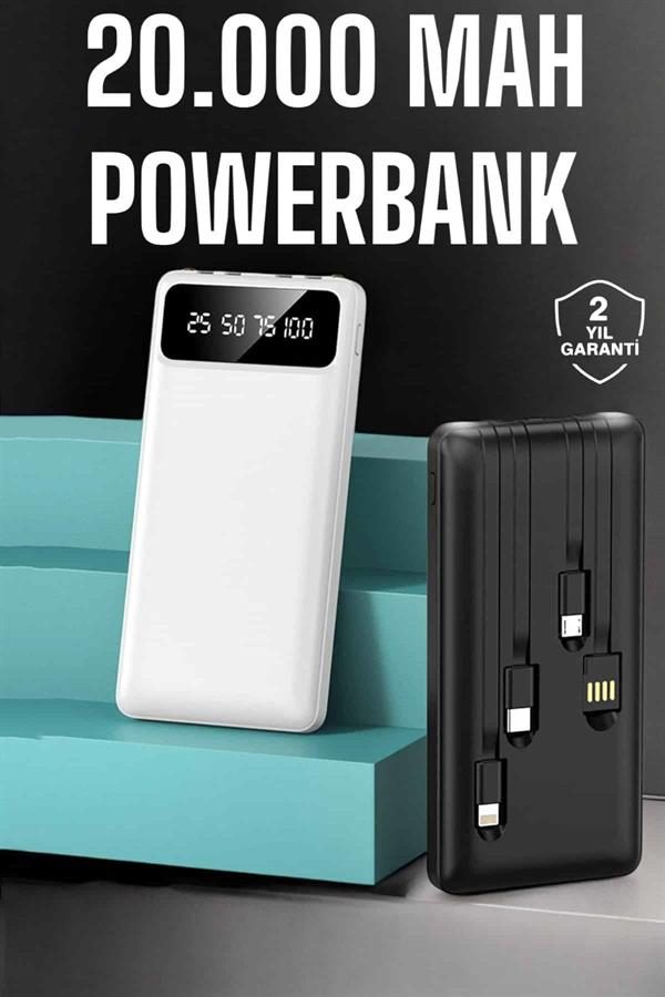 Powerbank 20.000 Mah Dijital Göstergeli LCD Ekran Uzun Pil Ömrü Yeni Nesil