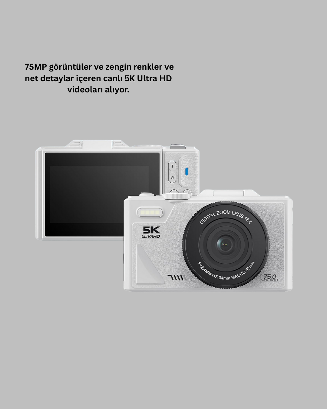 Kompakt Dijital Fotoğraf Makinesi Beyaz 18X Dijital Zoom Destekli