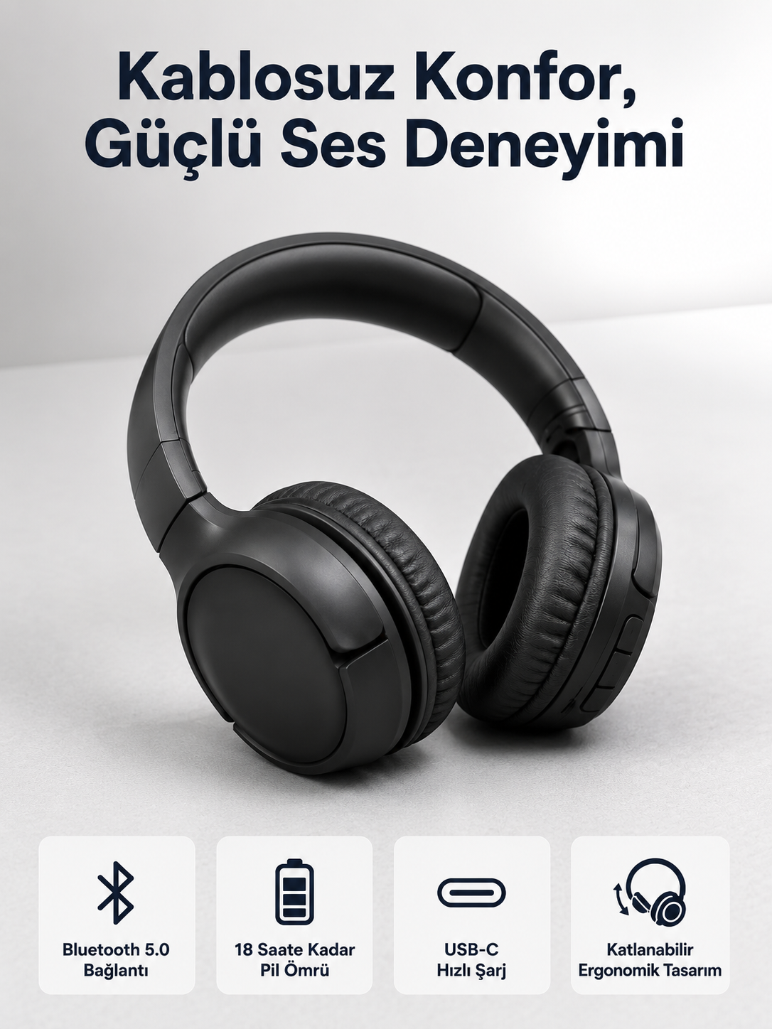 2025 Model Kulak Üstü Bluetooth Hoparlör ANC Özellikli