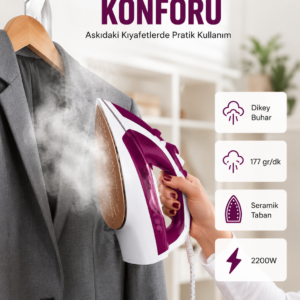 Modern Tasarım 2200W Dayanıklı Buharlı Seramik Kaplama Ütü Yeni Nesil