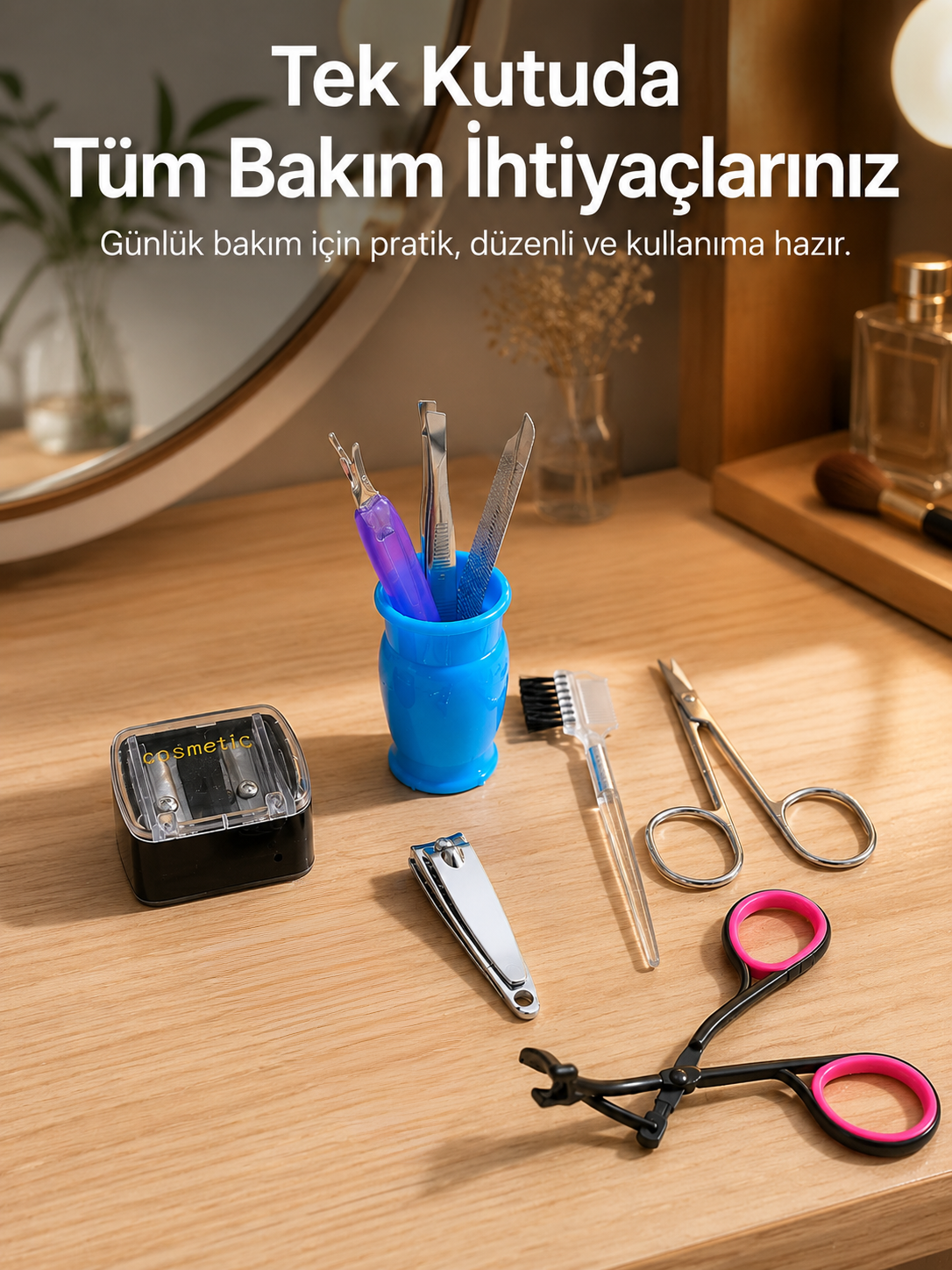 Ev Tipi Manikür Seti Cımbız Tırnak Makası Kaş Makası Bakım Kiti