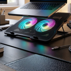 Ayarlanabilir Laptop Soğutucu Çift Fan RGB Işıklı Sessiz Çalışan