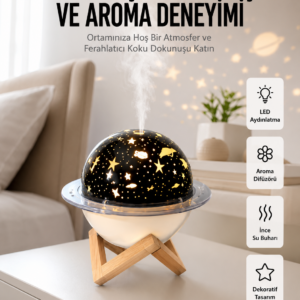 Hava Nemlendirici Led Işıklı Gece Lambası Yıldız Görünümlü Renk Değiştiren
