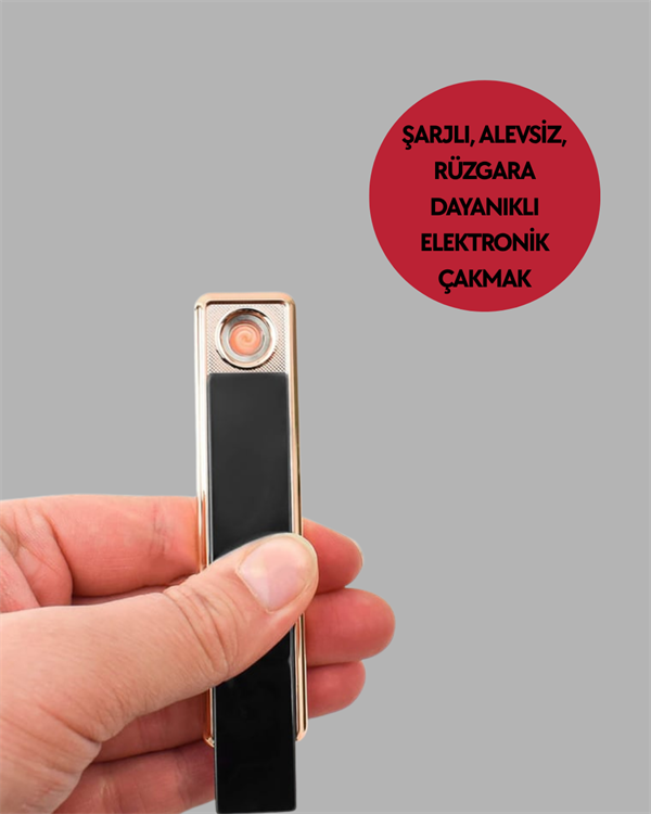 Plazma Ark Teknolojili Elektrikli Çakmak – Dokunmatik, LED Göstergeli, Şarj Edilebilir