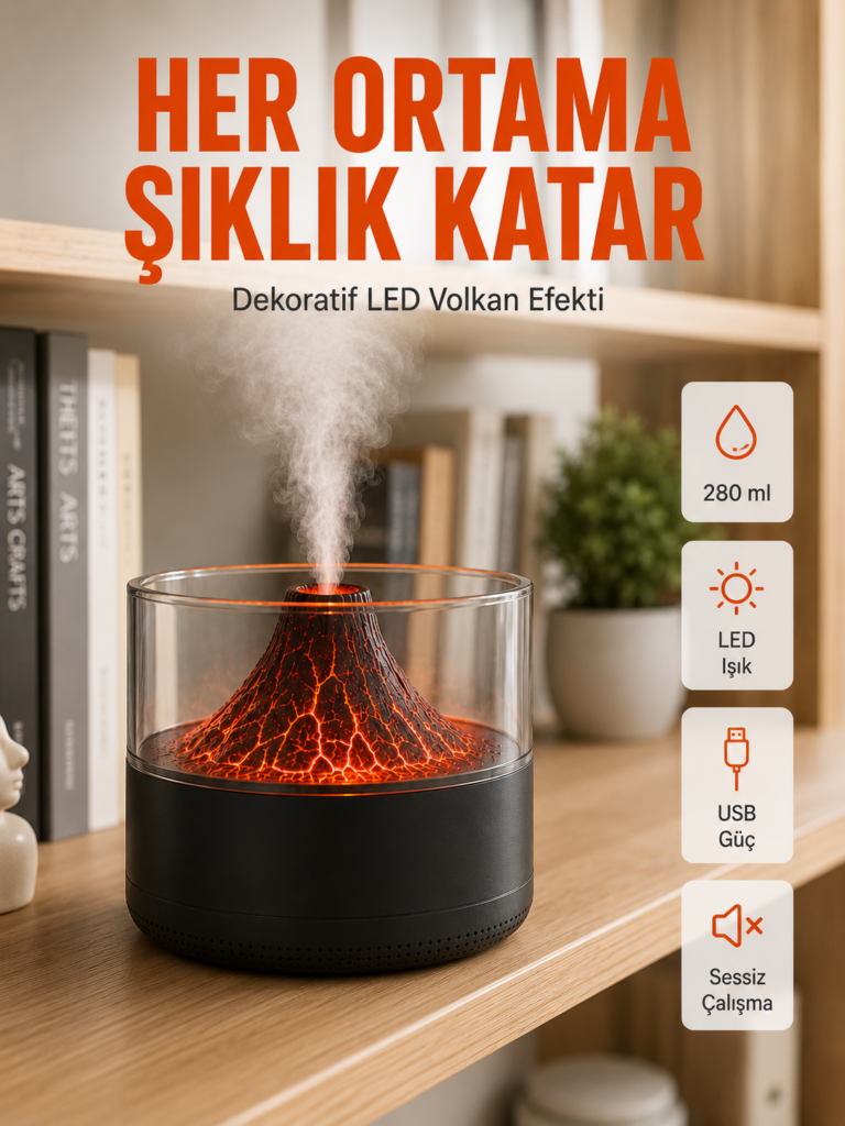 Aromaterapi Difüzörlü Sessiz Çalışan Hava Nemlendirici