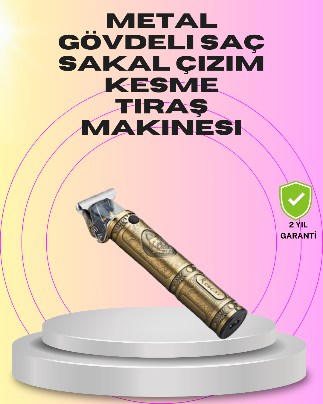 Güçlü Motorlu, 4 Kılavuz Taraklı Kompakt Saç Kesme Makinesi – Uzun Pil Ömürlü