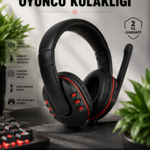 Yüksek Ses Kalitesi ve Aktif Gürültü Engelleme Özellikli Kablolu Mikrofonlu Kulaklık