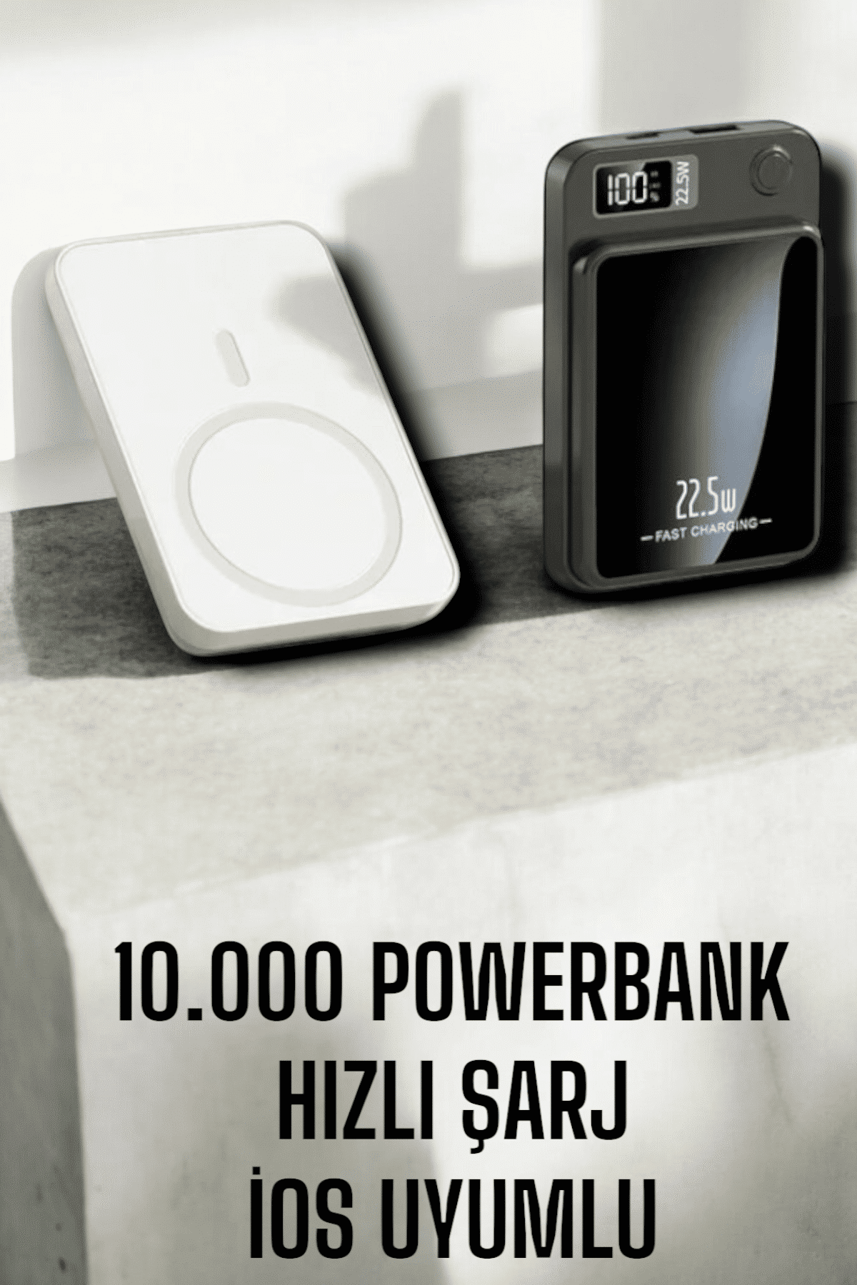 22.5W Magsafe Kablosuz Şarjlı Powerbank Dijital Ekran ve Hızlı Şarj