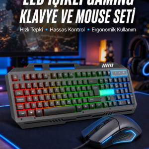 Işıklı Oyuncu Q Klavye Mouse Seti Siyah Gaming Oyuncu Klavye Yeni Nesil