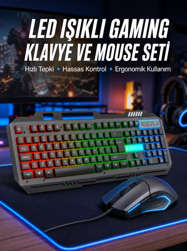 Işıklı Oyuncu Q Klavye Mouse Seti Siyah Gaming Oyuncu Klavye Yeni Nesil