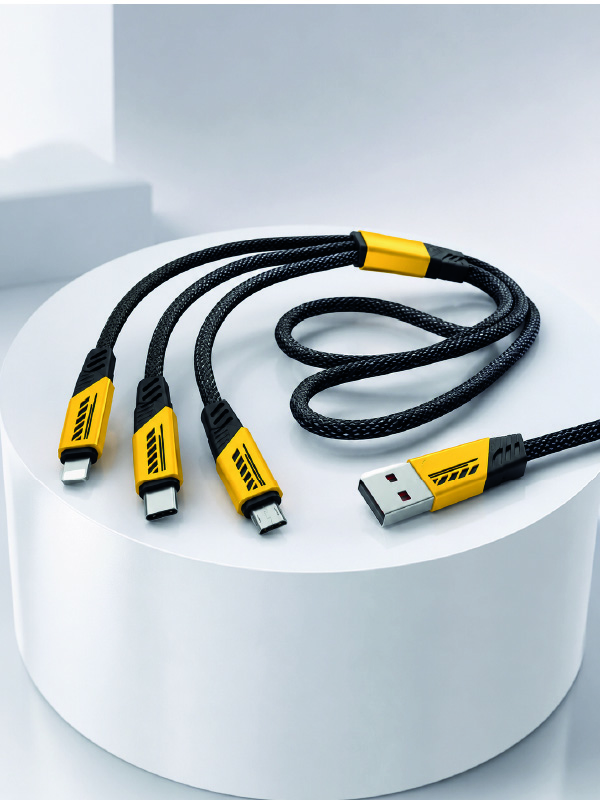 USB 3'ü 1 Arada Şarj Kablosu 240W PD Destekli Çoklu Şarj Kablosu