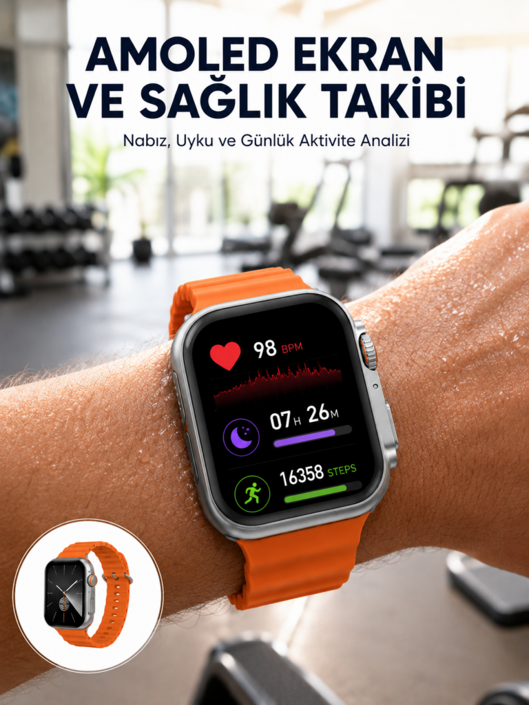 Akıllı Saat Unısex Zarif Görünümlü Titanyum Kasa Amoled Ekran Müzik Dinleme Yeni Nesil