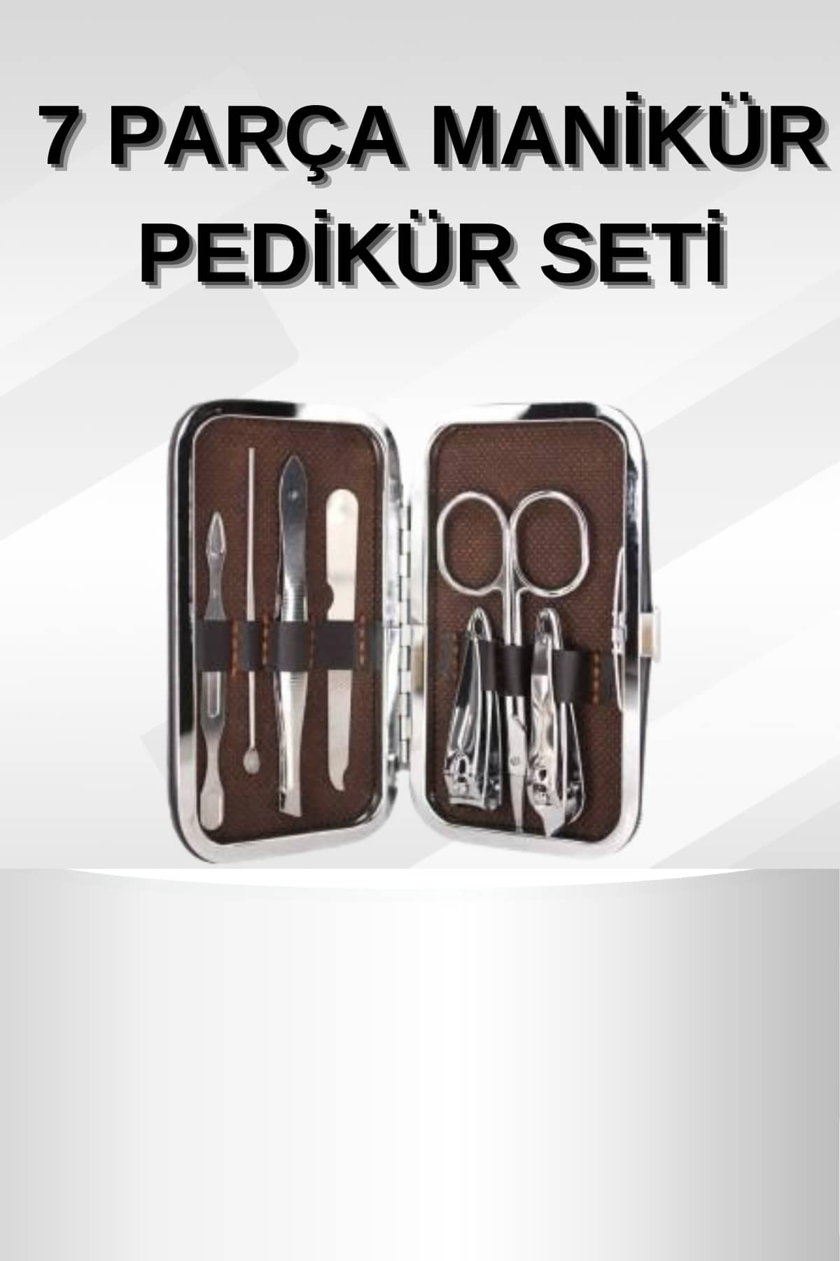 7 Parça Tırnak Makası Kaş Makası Cımbızlı Manikür Pedikür Seti Çantalı