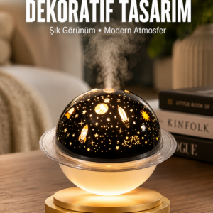 Aromaterapi Hava Nemlendirici Gece Lambası Uzay Model Satürn Oda Kokusu