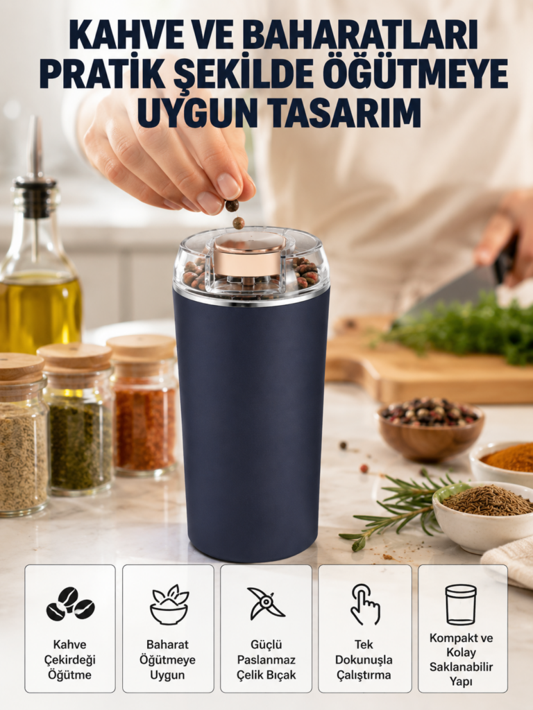 Yeni Nesil Kahve ve Baharat Öğütücü Paslanmaz Çelik Kahve Değirmeni