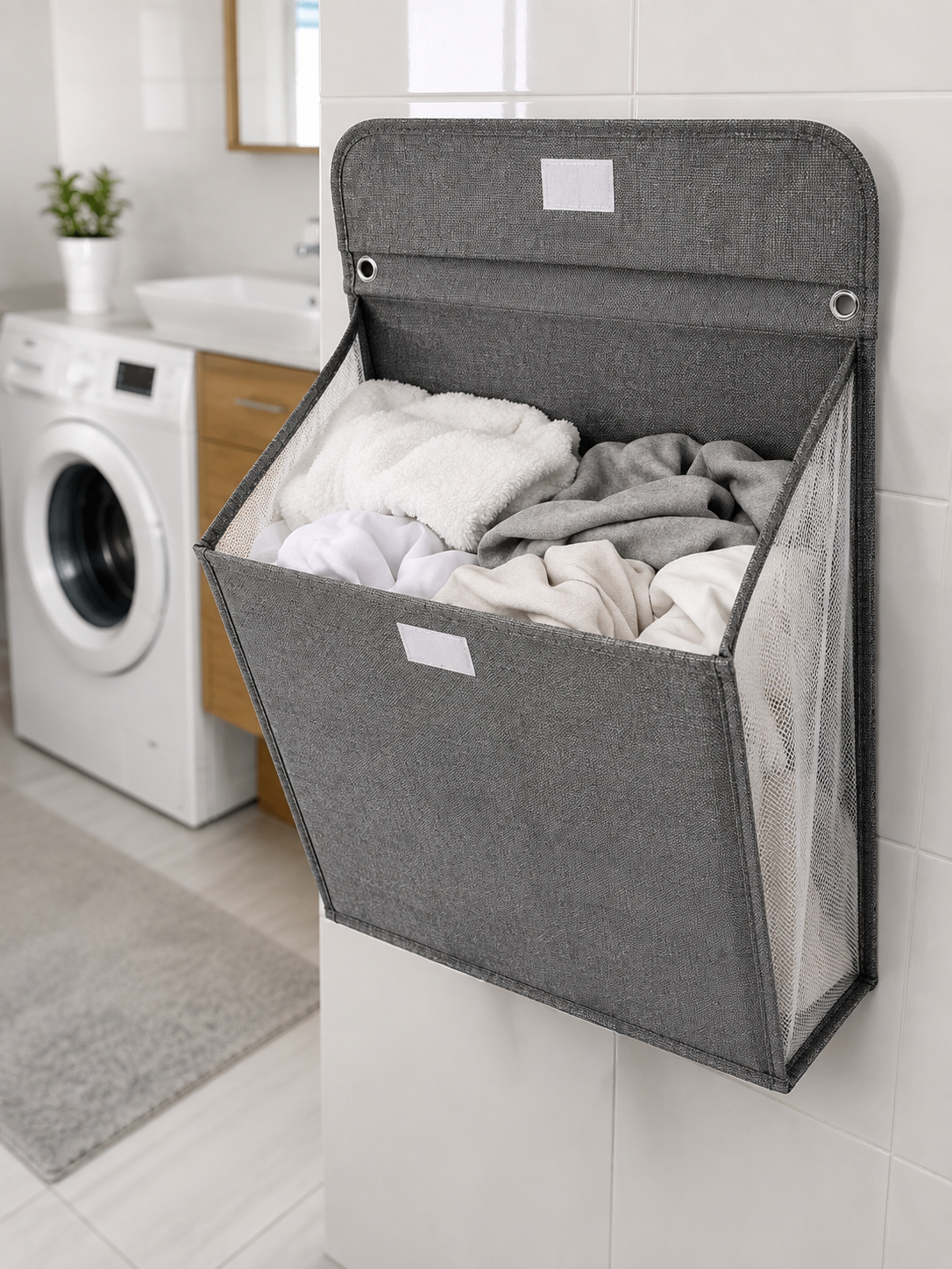 Banyo ve Çamaşır Odası İçin Duvara Asılan Katlanabilir Çamaşır Sepeti