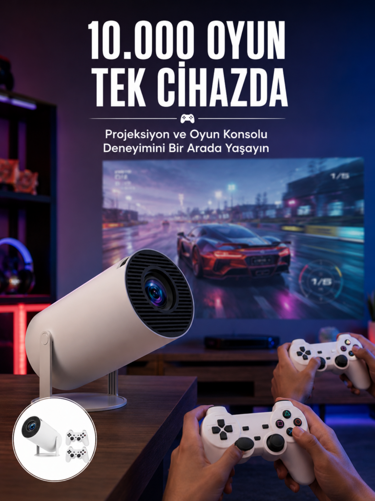 Projeksiyon Cihazı Video Oyun Konsolu 8 GB Hafıza LCD Ekran Kumandalı Yeni Nesil
