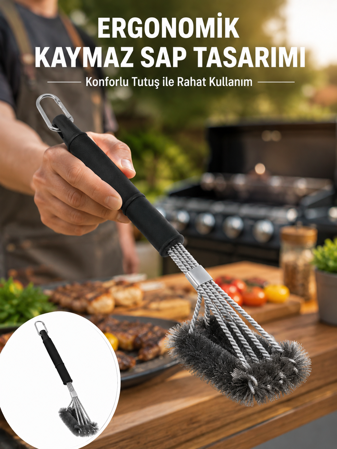 Paslanmaz Çelik Telli Mangal Temizlik Fırçası Yeni Nesil