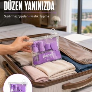 5 Parça Seyahat Kişisel Bakım Seti Şişe Sprey Krem Kutulu Yeni Nesil