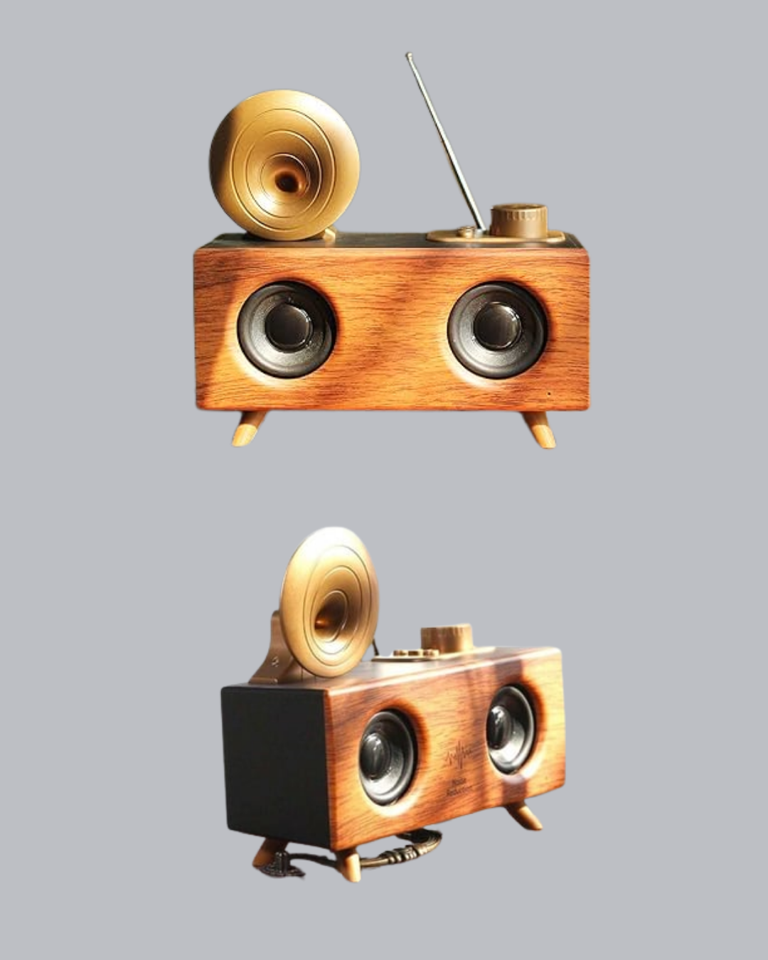 Nostaljik Gramofon Bluetooth Hoparlör – FM Radyo + USB + SD Kart Destekli