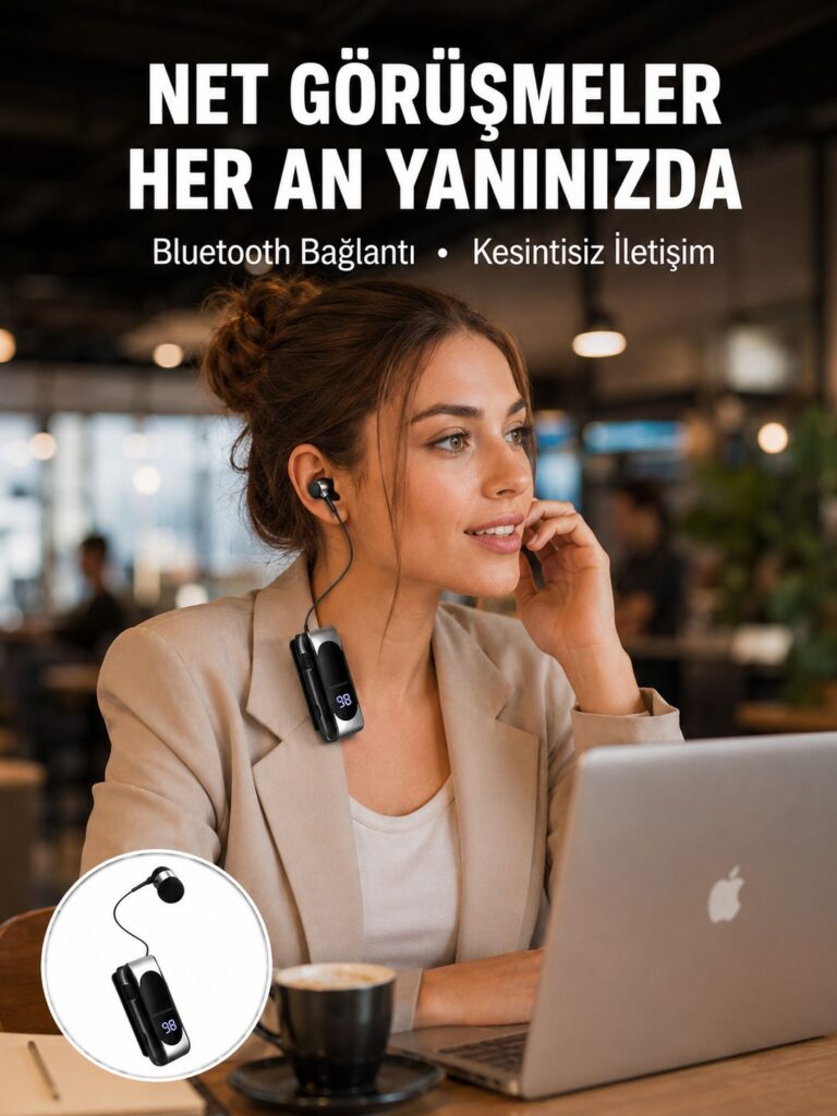 Dijital Göstergeli Bluetooth Kulaklık – Klipsli ve Şık Tasarım Yeni Nesil