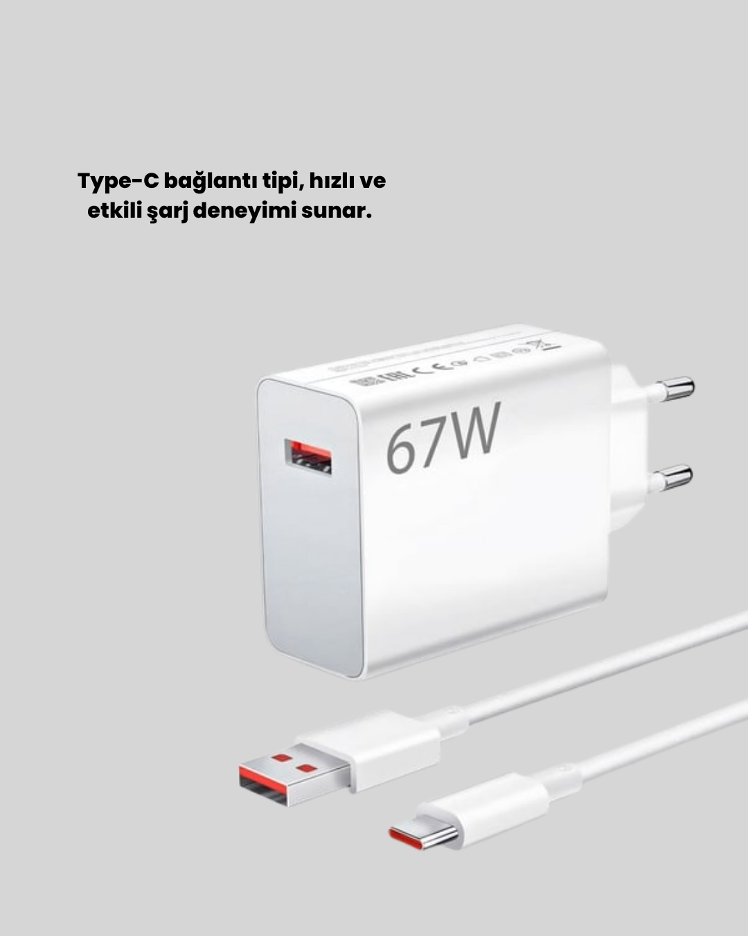 67 Watt Type C Hızlı Şarj Başlık Xiaomi Black Shark Uyumlu Yeni Nesil