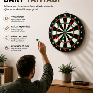 17 İnç Dart Tahtası Sağlam Ahşap Gövde ve Uzun Ömürlü Kullanım
