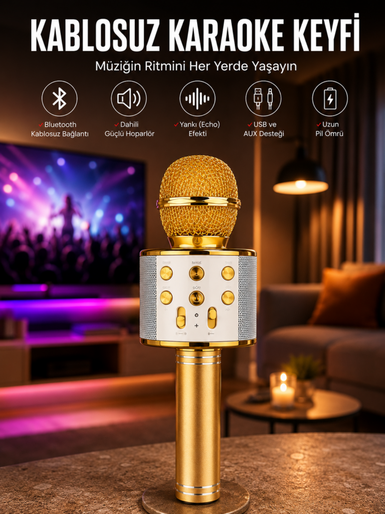 Taşınabilir Bluetooth Karaoke Mikrofon: Hafıza Kart Girişli, Etkileyici Performans
