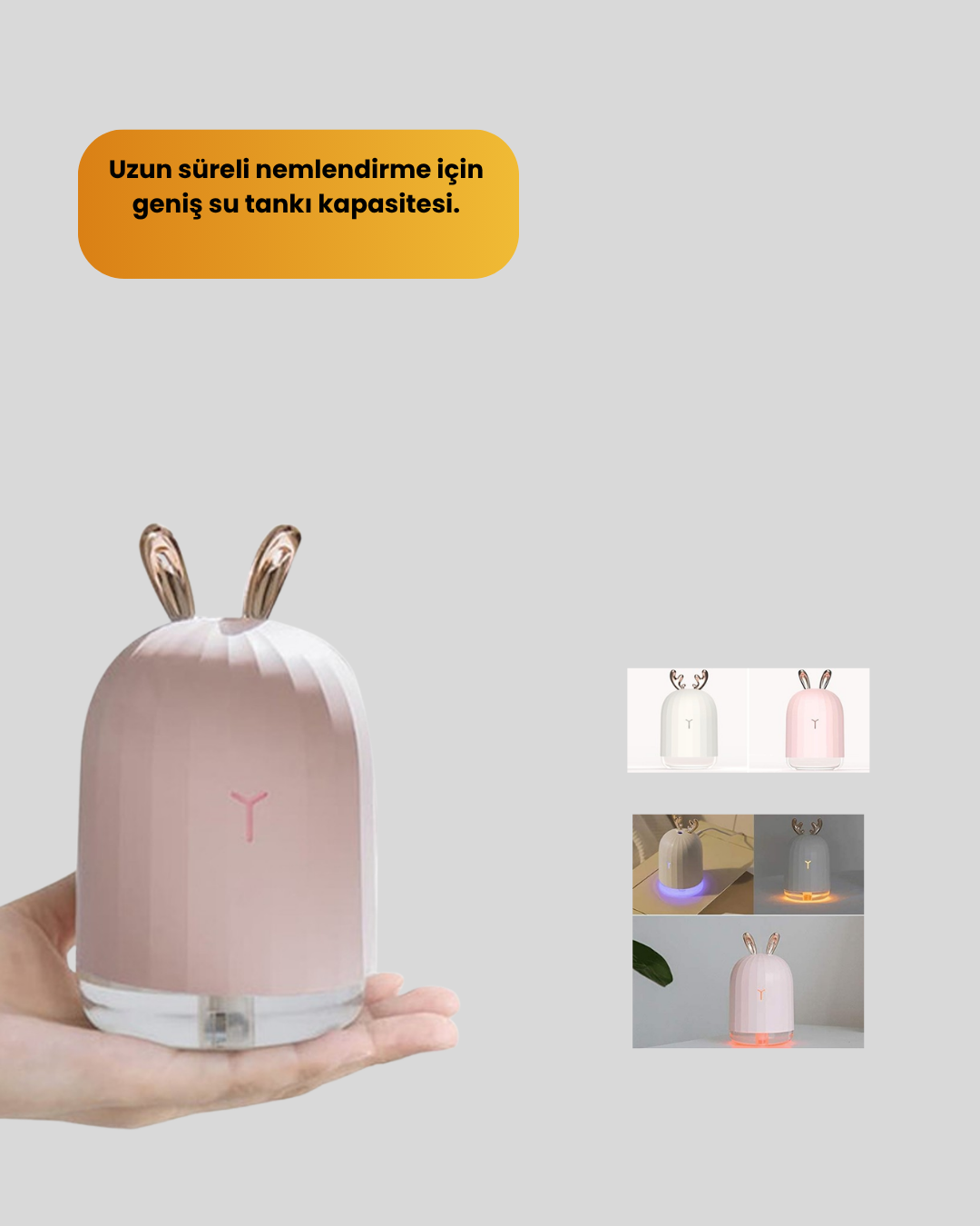 Ultrasonik Hava Nemlendirici 200 ml Aroma Difüzör LED Işıklı Sessiz