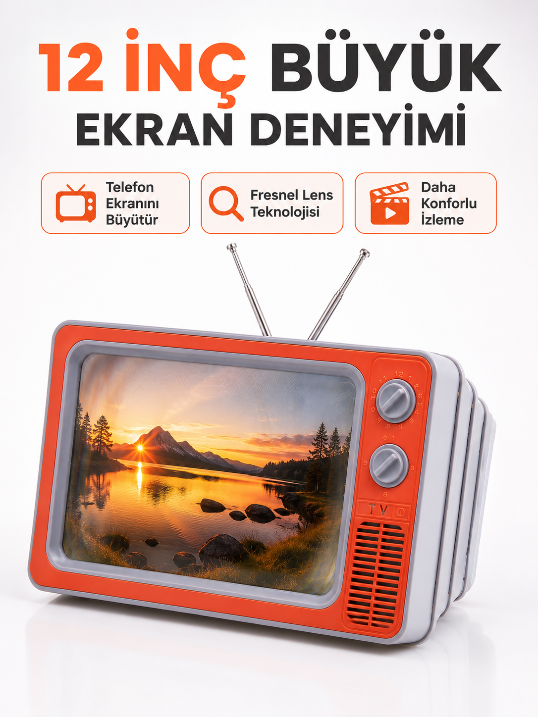Telefon Ekran Büyütücü 3D HD Lens Retro TV Görünümlü Katlanabilir Mobil Ekran