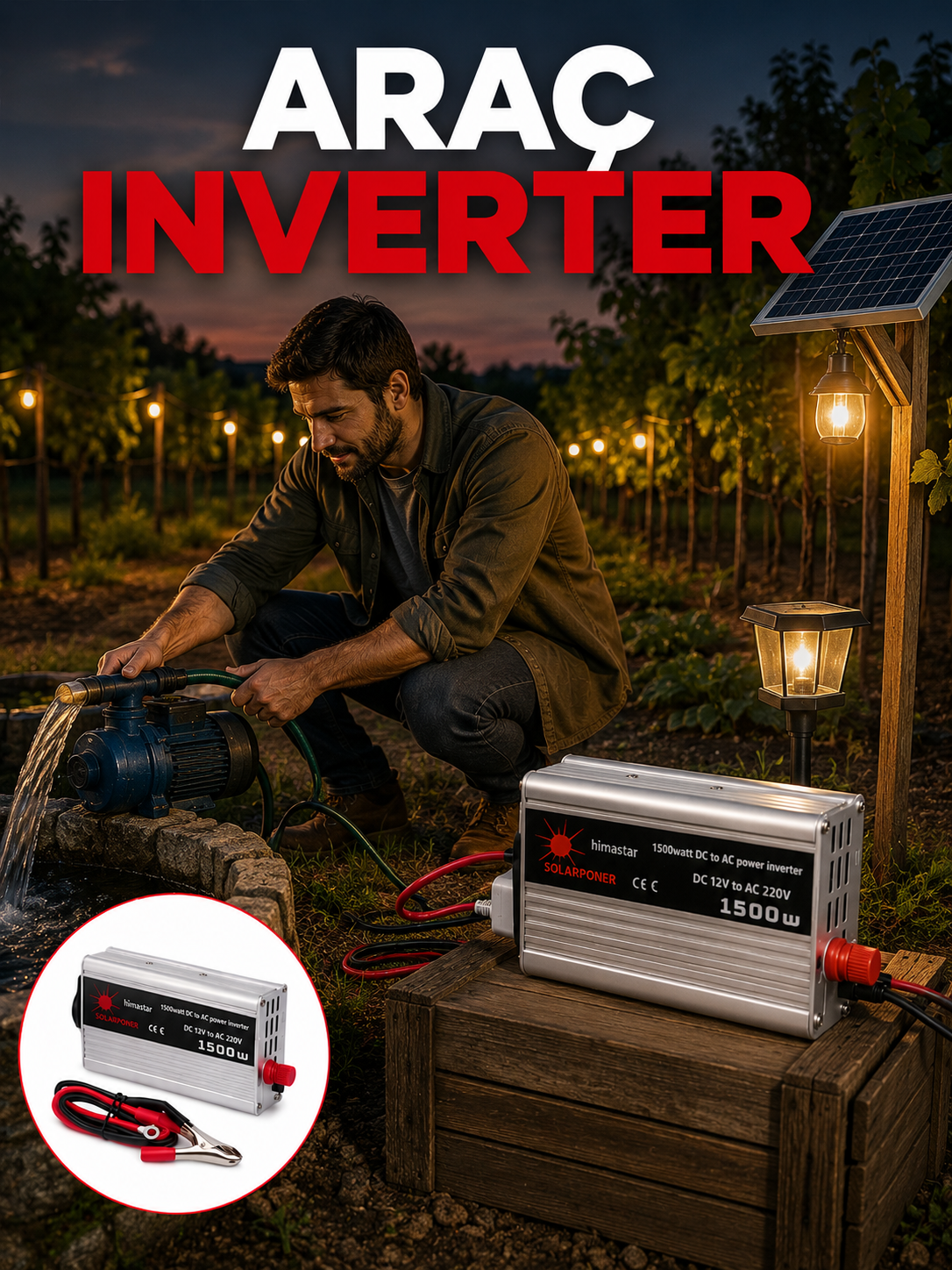 Akü Gücünü Ev Elektriğine Dönüştüren Güçlü İnvertör 1500W