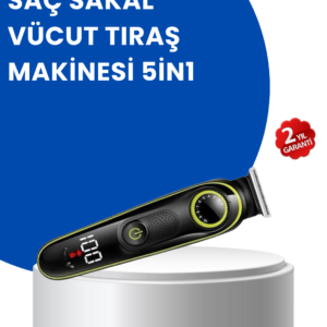 Uzun Pil Ömürlü LED Göstergeli Erkek Bakım Seti 5-in-1 Saç Sakal Tıraş Makinesi