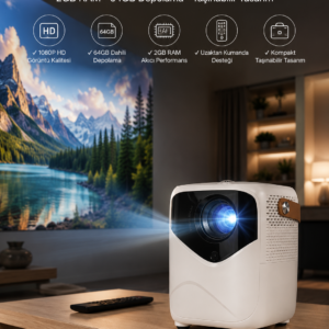 Taşınabilir Android Projeksiyon Wifi Destekli 4K Multimedia Tabanlı Ev Ve Ofis Tipi