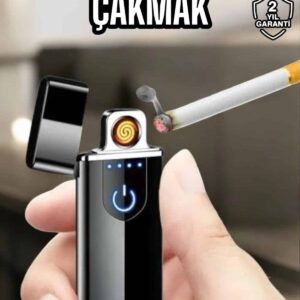 Şarjlı Elektronik Çakmak Dokunmatik Metal Uçlu Alevsiz USB Şarjlı