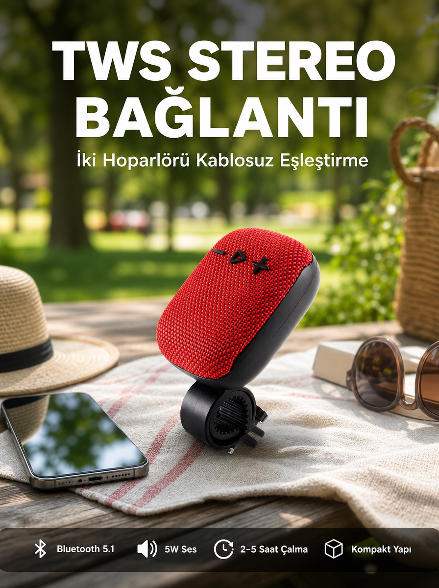 5W Kablosuz Bluetooth Hoparlör Güçlü Bas ve FM Radyo