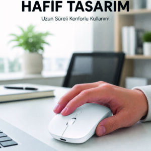 Profesyonel Kablosuz Bluetooth Mouse Çift Modlu Şarjlı Ergonomik Fare