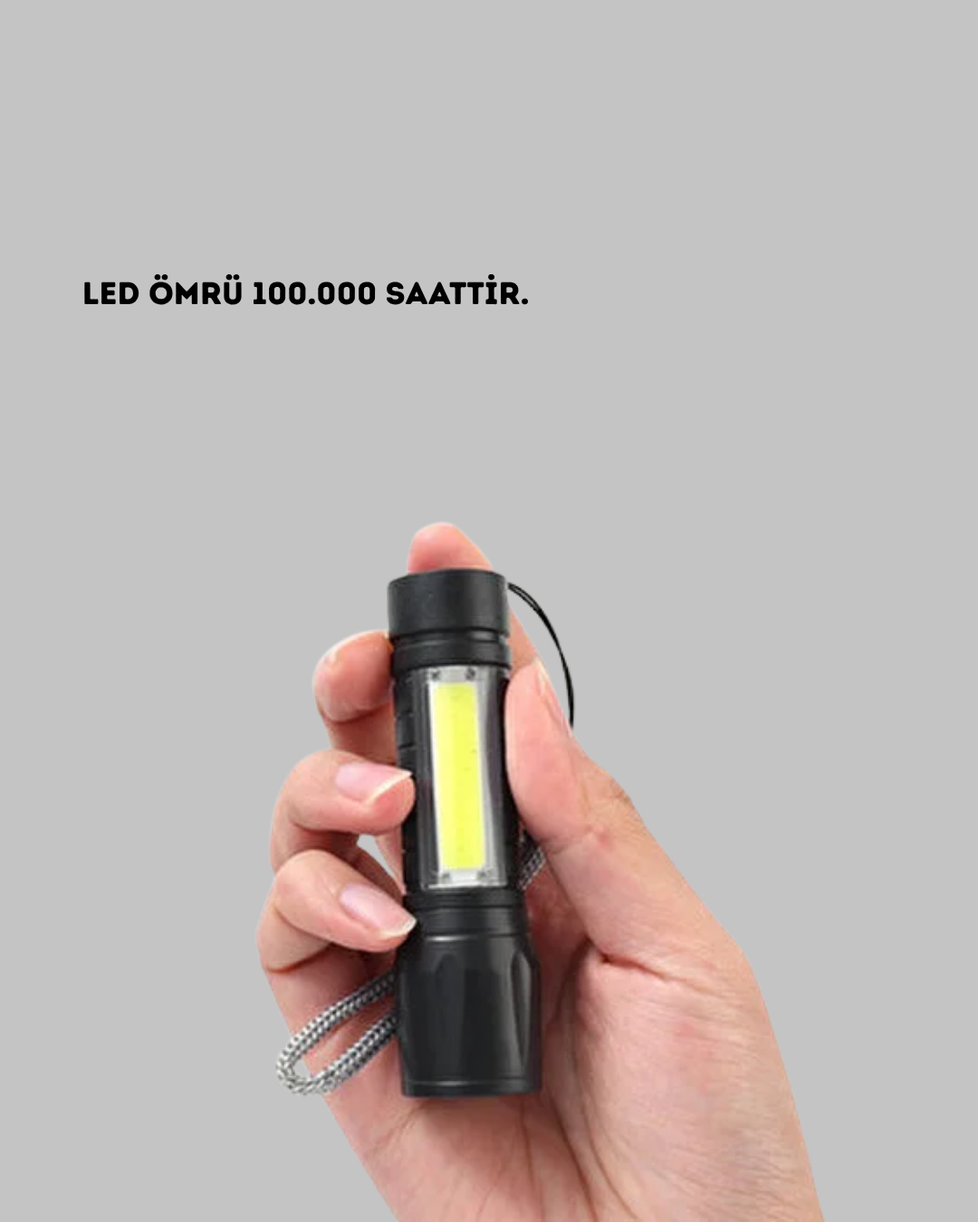 Ultra Dayanıklı 4 Mod Şarjlı Işıldak | Suya ve Darbeye Dayanıklı | 100.000 Saat LED Ömrü