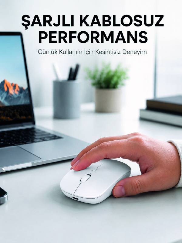 5000 DPI Bluetooth Kablosuz Mouse Hafif Ergonomik Sessiz Wireless Fare