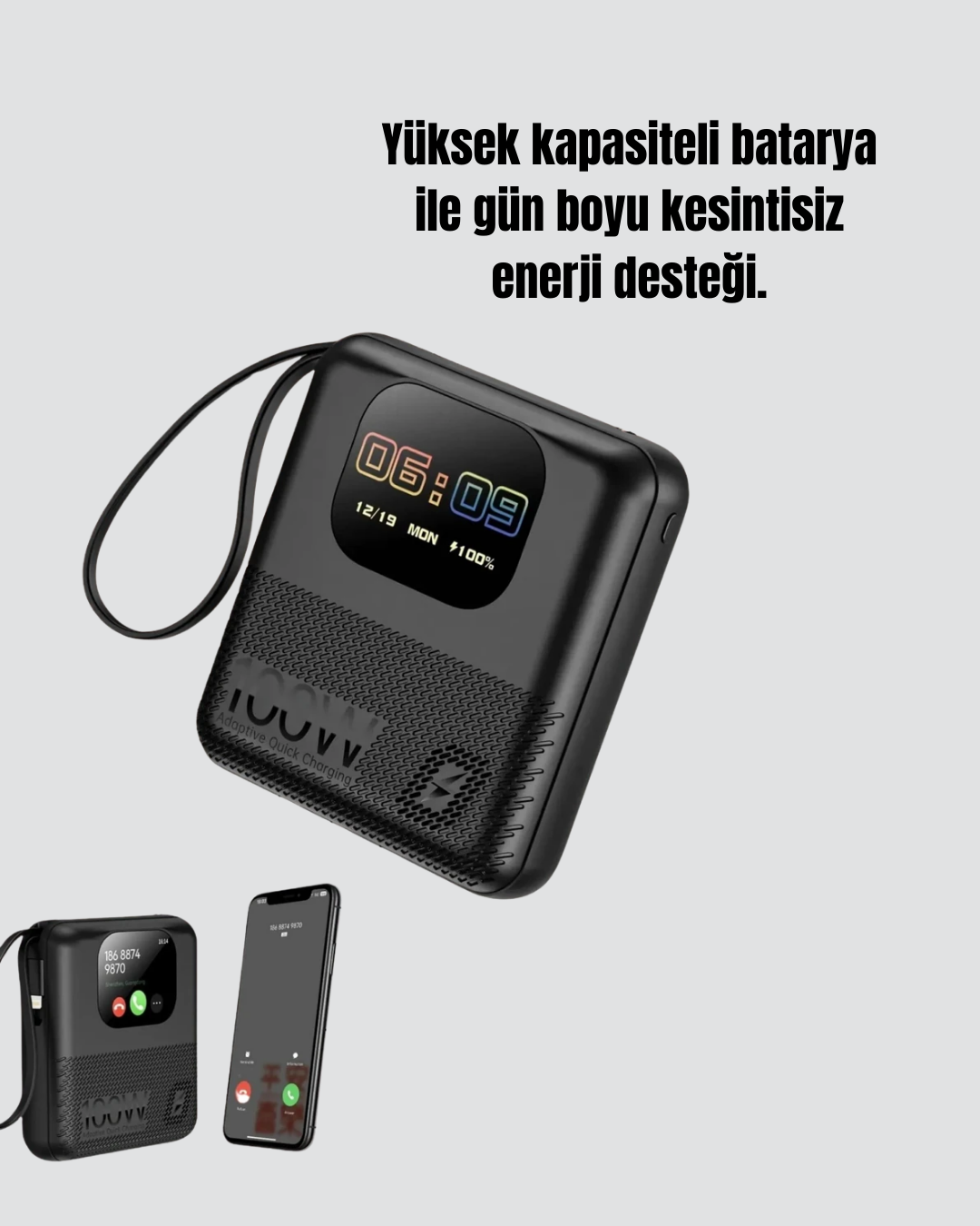 Çoklu Cihaz Destekli 10000 mAh Powerbank Akıllı Ekranlı Taşınabilir Şarj Aleti