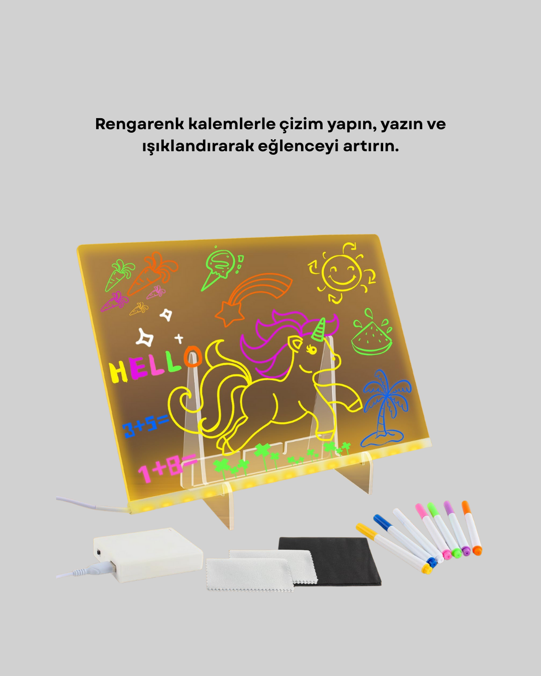 USB Bağlantılı LED Akrilik Çizim ve Not Tahtası