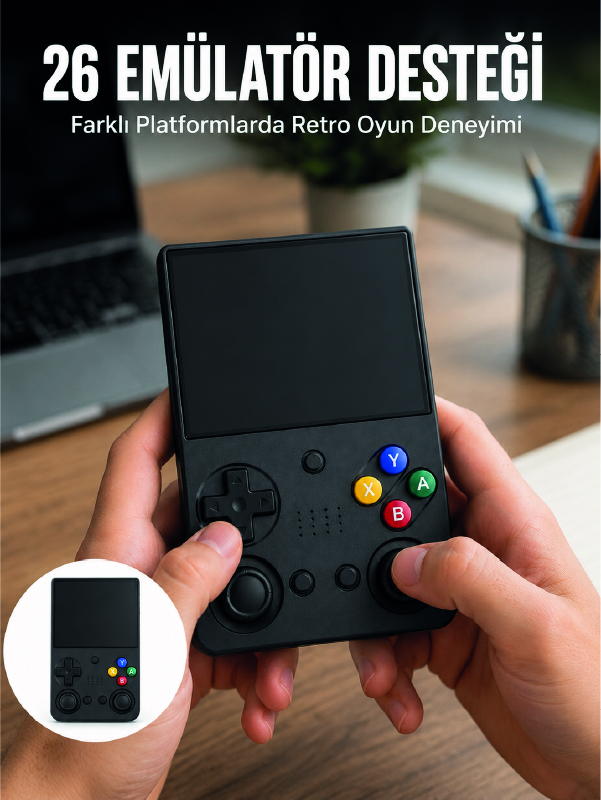 LCD Retro Oyun Konsolu TV Bağlantı Destekli Çift Analog Joystick El Tipi Konsol