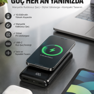10.000 Mah Powerbank 4 Portlu Hızlı Şarj Dijital Göstergeli