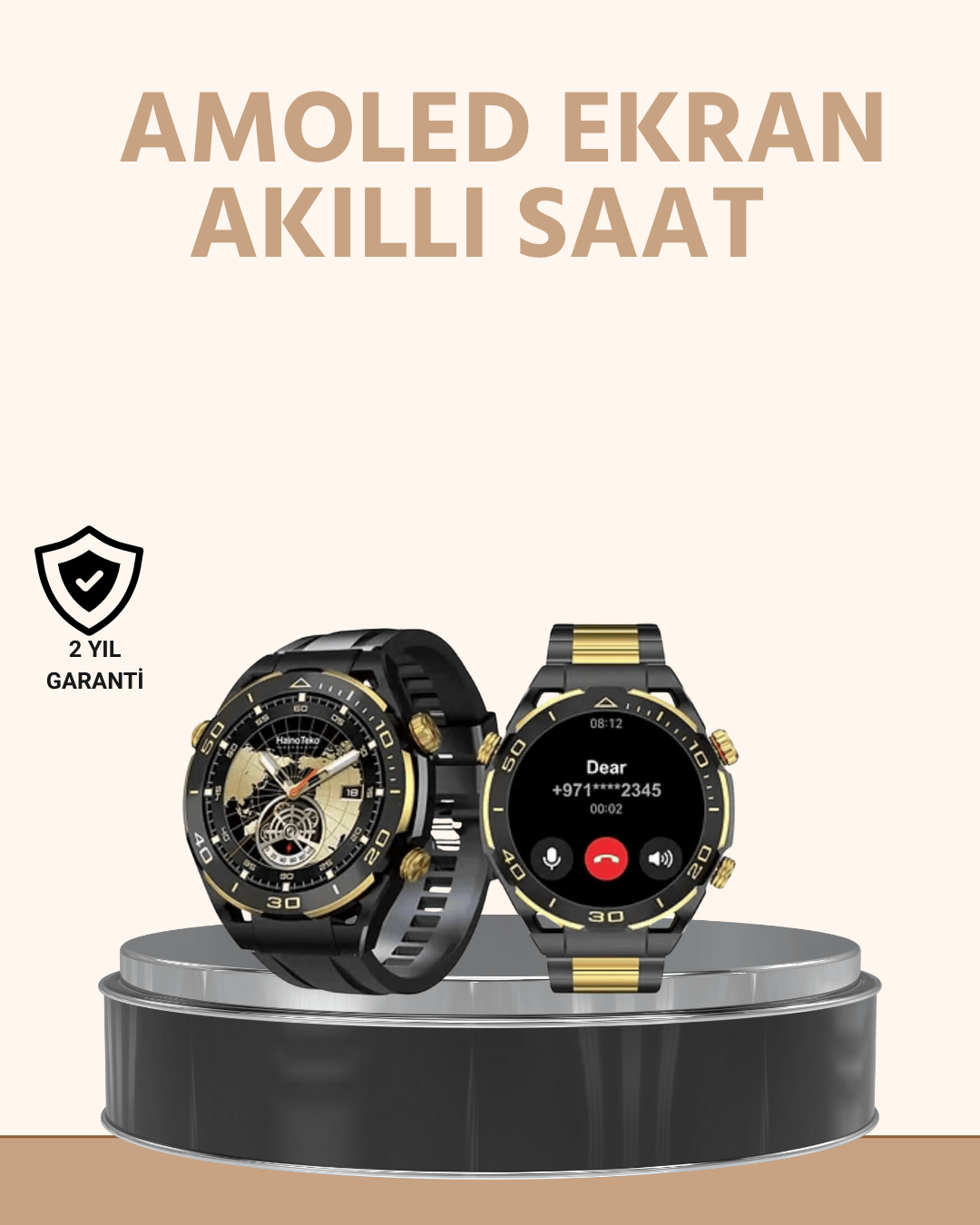 Amoled Ekran Akıllı Saat Uyku Nabız Adım Ölçer Su Geçirmez