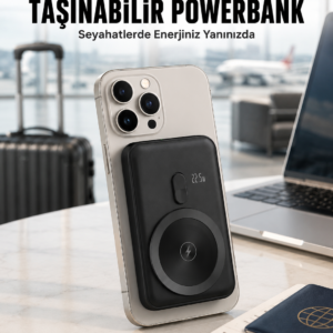 22.5W Hızlı Şarj Destekli Manyetik Powerbank Kompakt Tasarım Yeni Nesil