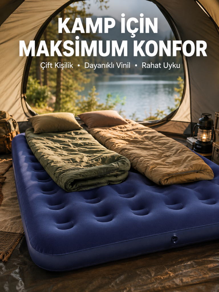 Çok Amaçlı Şişme Hava Yatağı Çift Kişilik Hızlı Şişirme Vanalı