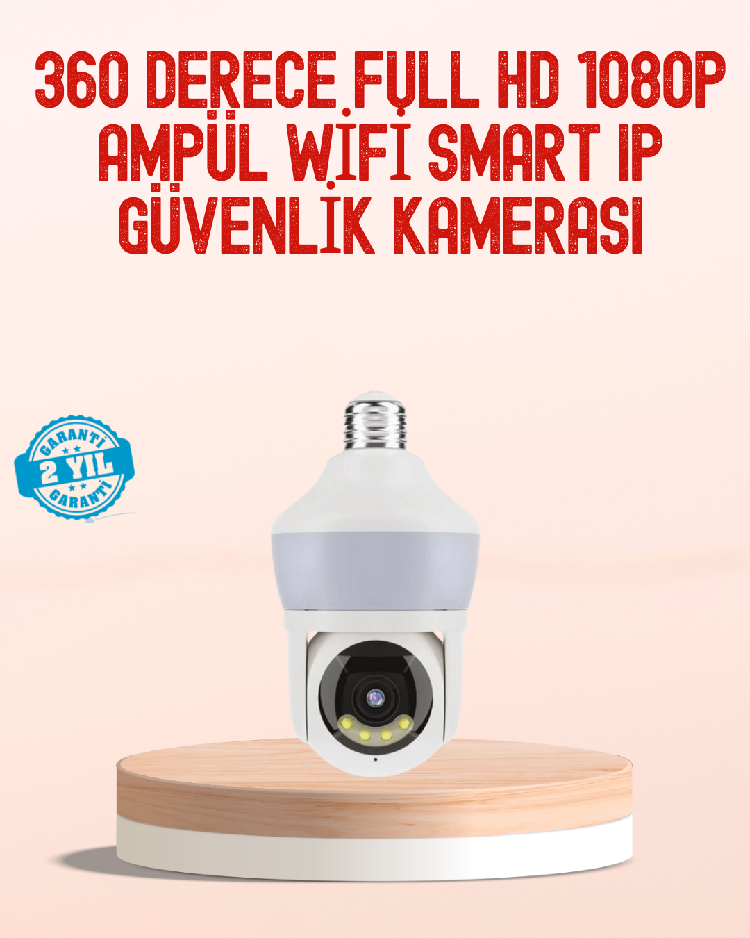 360° Full HD Wi-Fi Akıllı Ampül Kamera Gece Görüşlü