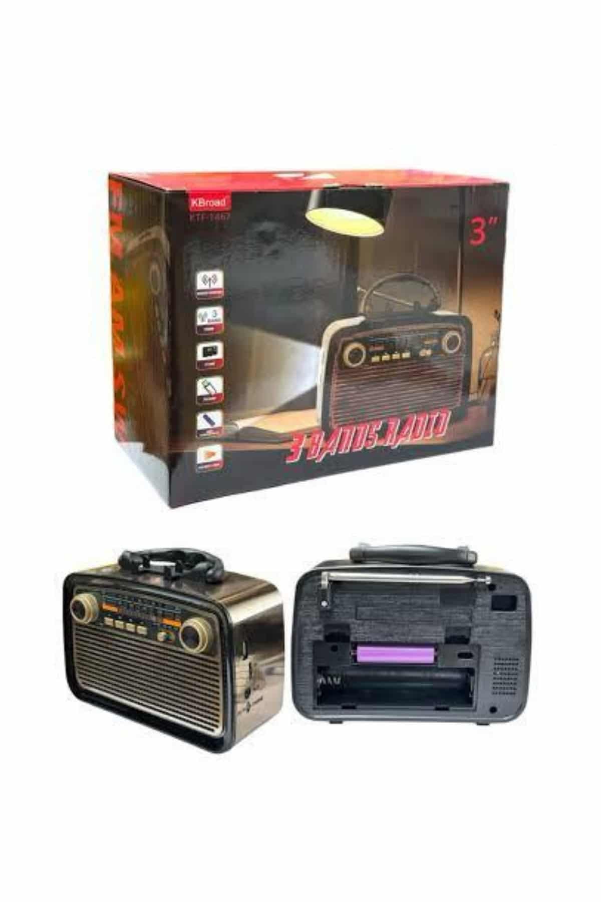 Nostalji Radyo Bluetooth Hoparlör USB-SD Kart Giriş Led Fener Işıklı Bataryalı Pilli Yeni Nesil