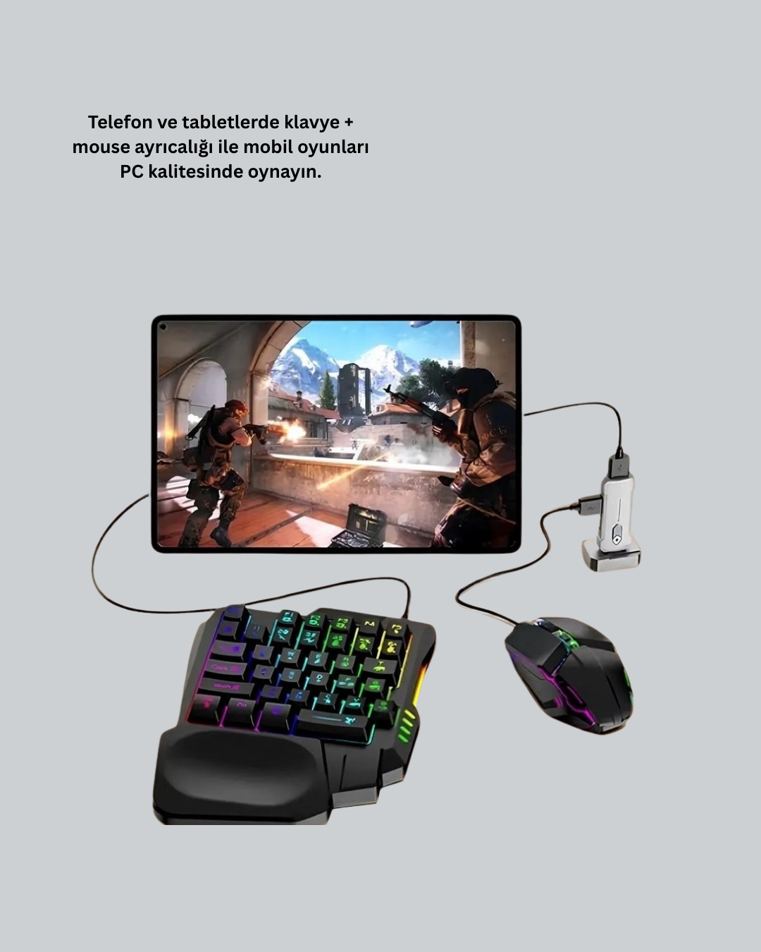 Rekabetçi Mobil Oyun Aksesuarı | Klavye + Mouse + Hızlı Dönüştürücü
