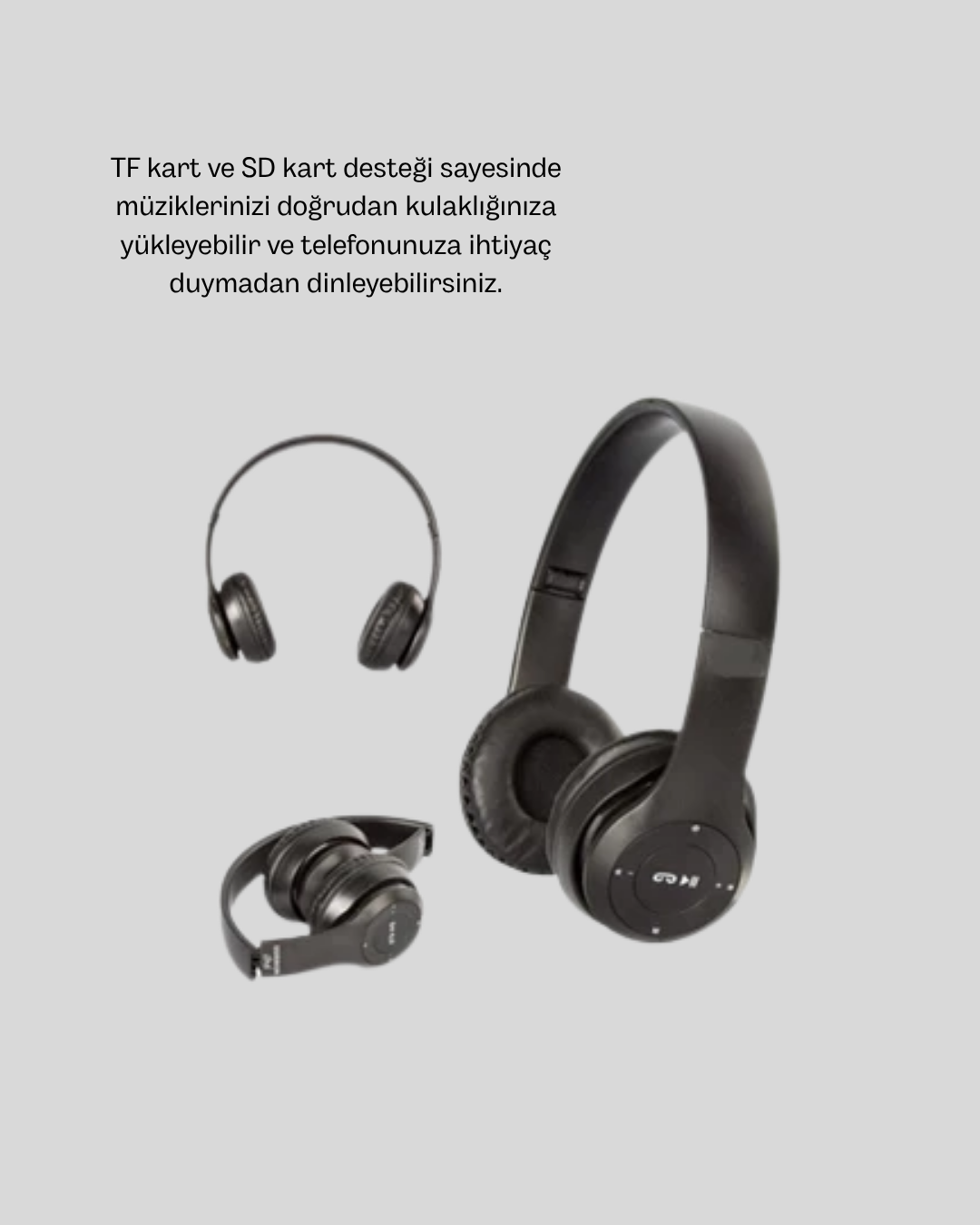Bluetooth Kablosuz Kulaklık – Extra Bass, TF Kart, Mikrofonlu, Ayarlanabilir Ergonomik Tasarım