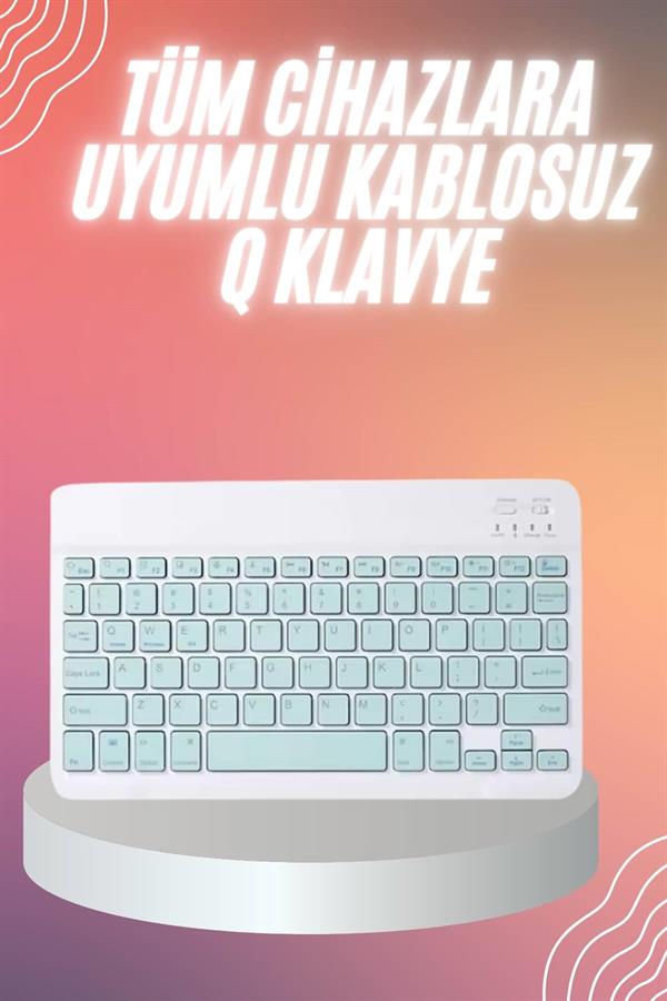 Bluetooh Wıreless Keyboard Siyah Q Klavye İOS Ipad Android Windows Uyumlu